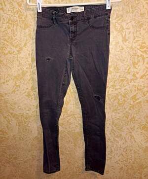 Abercrombie & Fitch Women's Gray Distressed Skinny Denim Jeans 5-Pocket 00